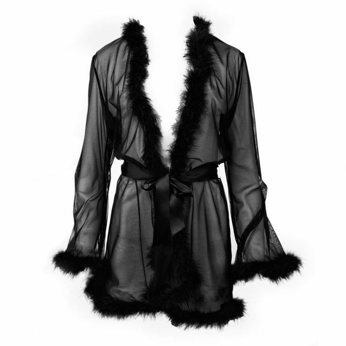 Escora Marilyn coat with feathers black XXS