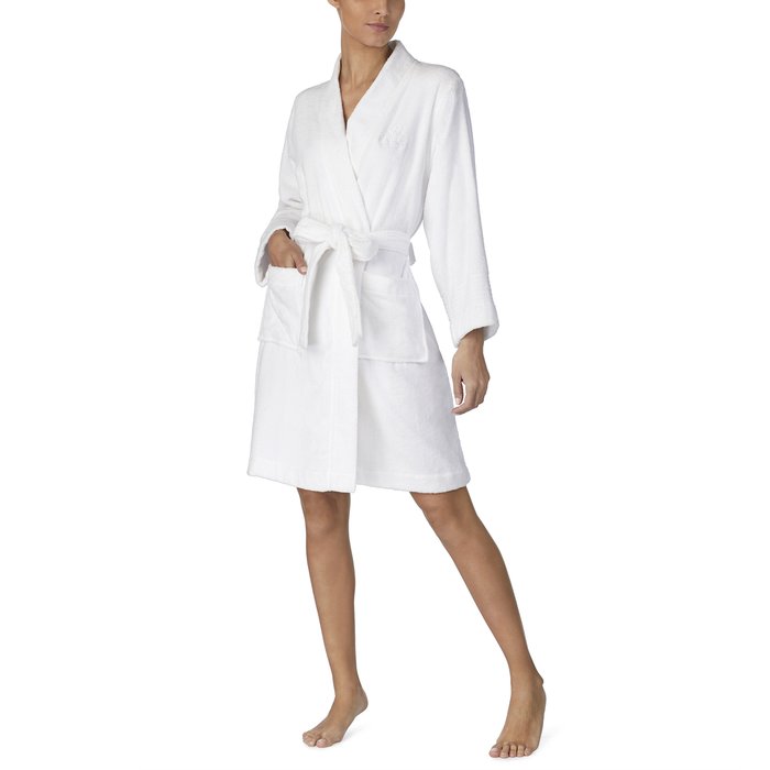 Ralph Lauren GEWEBTER FROTTEE-GREENCHWICH-BADEMANTEL XS white